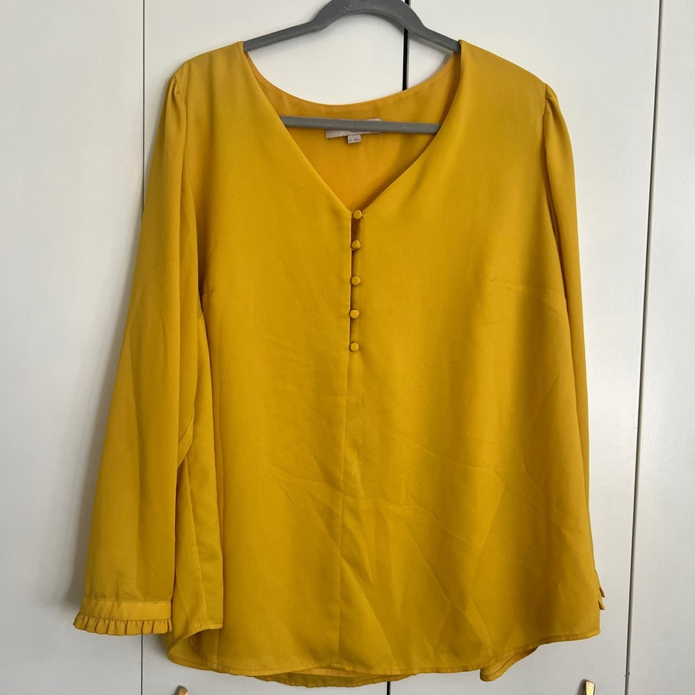 LOFT Plus Mustard Blouse - Size 18
